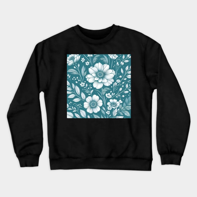 White Flowers Crewneck Sweatshirt by Jenni Arts